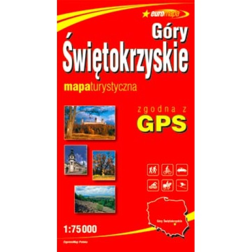 swietokrzyskie kalni, karte, mērogs - 1:75 000